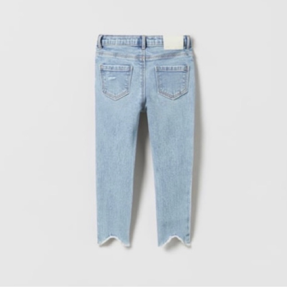 $14 ADD ON Zara girls jeans Uneven Hem‎ Girls Skinny Jeans Size 3-4Y black 3T 4T